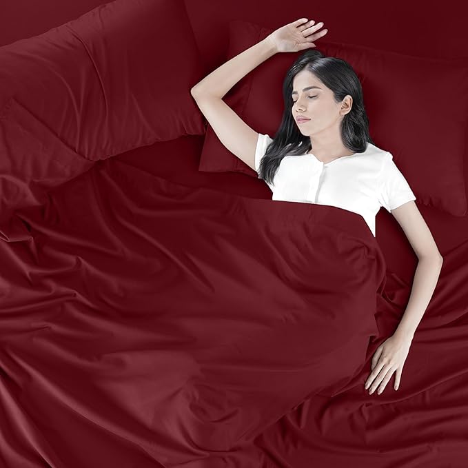 Utopia Bedding King Bed Sheets Set - 4 Piece Bedding - Brushed Microfiber - Shrinkage and Fade Resistant - Easy Care (King, Red Burgundy) - LeafyLoom