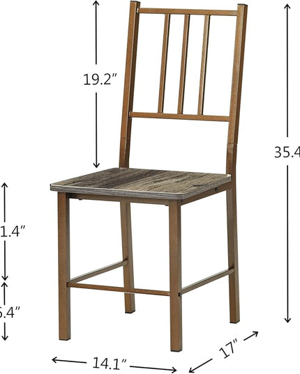 NicBex Small Dining Table for 2 Kitchen Table and Chairs Dining Set for 2, Square Wooden Dining Table with 4 Legs and 2 Metal Chair for Home Office, Kitchen, Dining Room, Antique Brown - LeafyLoom