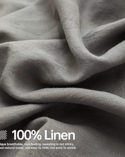 Simple&Opulence 100% Linen Sheet Set Solid Color-4 Pcs Washed French Linen Bed Sheets(1 Flat Sheet,1 Fitted Sheet,2 Pillowcases)-Breathable Bedding Set (Grey, King) - LeafyLoom