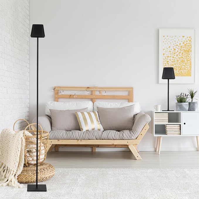 Neoglint Cordless Floor Lamp for Outdoor/Indoor, Touch Control Adjustable Height LED Lamp, Dimmable Rechargeable Battery Operated Lamp for Bedroom, Living Room, Patio(Square) - LeafyLoom