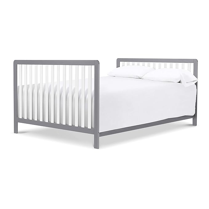 Carter's by DaVinci Colby 4-in-1 Low-Profile Convertible Crib in Grey and White, Greenguard Gold Certified - LeafyLoom