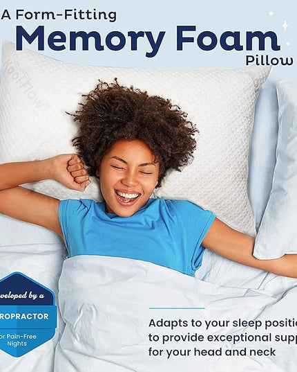 Snuggle-Pedic Shredded Memory Foam Pillow - The Original Cool Pillows for Side, Stomach & Back Sleepers - Sleep Support That Keeps Shape - College Dorm Room Essentials for Girls and Guys - Queen - LeafyLoom