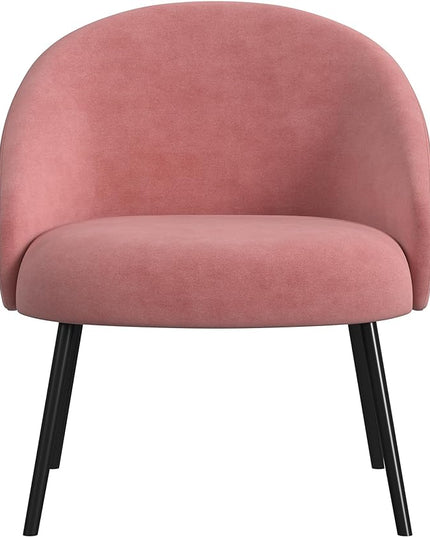 HomePop Upholstered Modern Living Room & Bedroom | Decorative Home Furniture Accent Chair, Blush Velvet - LeafyLoom