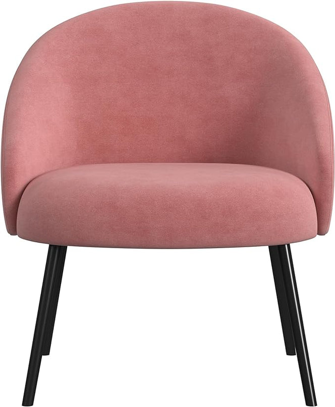 HomePop Upholstered Modern Living Room & Bedroom | Decorative Home Furniture Accent Chair, Blush Velvet - LeafyLoom
