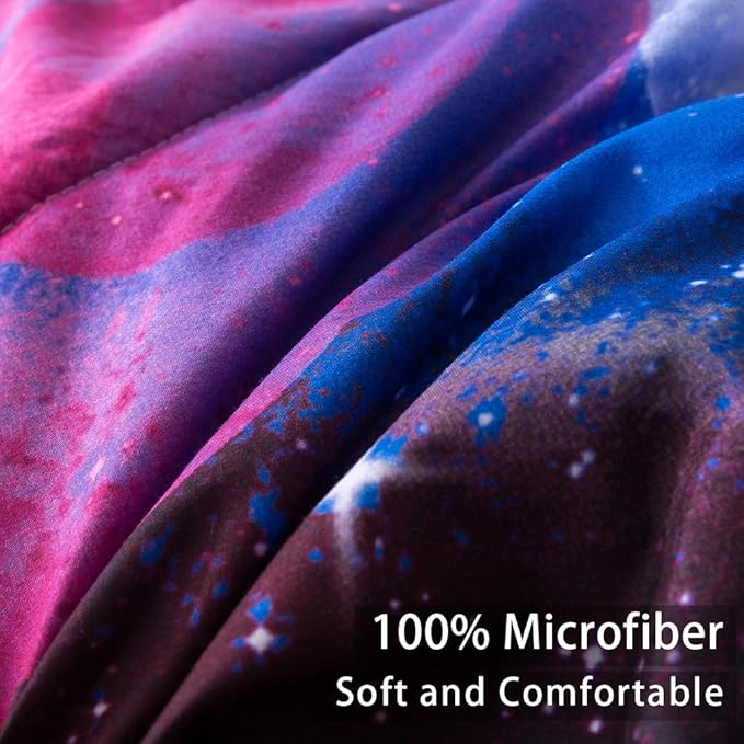 Litanika 3D Galaxy Comforter Full(79x90lnch), 3 Pieces(1 Galaxy Comforter, 2 Pillowcases), Universe Cloud Outer Space Comforter, Microfiber Bedding Set for Boys Kids - LeafyLoom