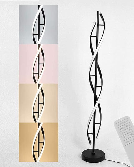 Modern Floor lamp 53 in,LCiWZ 35W Night Light Dimming Standing Lamp,Corner Spiral Floor Lamp with Remote Control,Eye-Caring Reading Light Very Suitable Black. - LeafyLoom