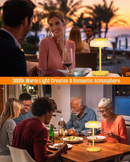 QiMH Battery Operated LED Table Lamp, 2 Pack 5000mAh Cordless Desk Lamp with 3 Level Brightness Touch Control, Mini Rechargeable Night Light for Living Room, Bedroom, Outdoor bar (Yellow) - LeafyLoom