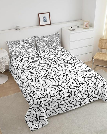 Feelyou Twin Size Volleyball Bedding Set Boys Girls Sports Game Comforter Set for Kids Women Men Ultra Soft Volleyball Player Comforter Black White Duvet Set Room Decor Quilt Set - LeafyLoom