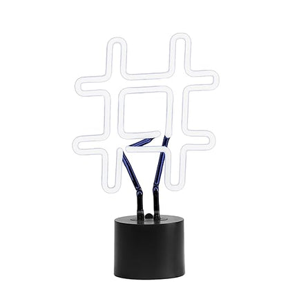 Amped & Co Neon Hashtag Symbol Desk Light, Real Neon, White, Large 8 x 13 inches, Home Decor Neon Signs led lights, neon lights for bedroom wall decors - LeafyLoom