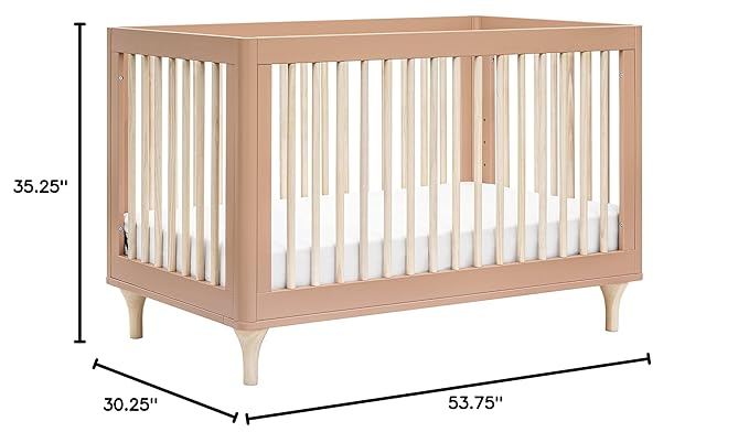 Babyletto Lolly 3-in-1 Convertible Crib with Toddler Bed Conversion Kit in Canyon/Washed Natural, Greenguard Gold Certified - LeafyLoom