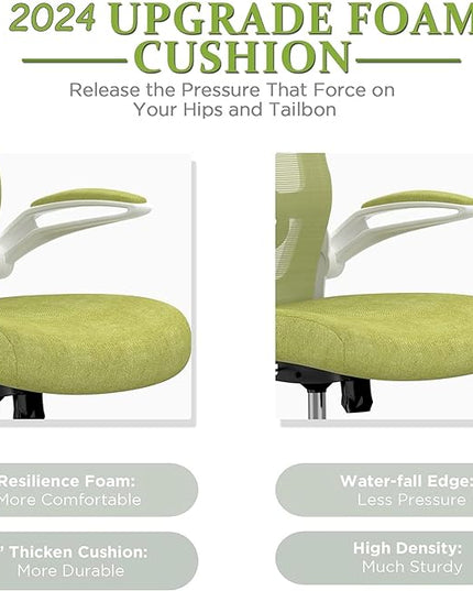 Mimoglad Office Chair, High Back Ergonomic Desk Chair with Adjustable Lumbar Support and Headrest, Swivel Task Chair with flip-up Armrests for Guitar Playing, 5 Years Warranty - LeafyLoom