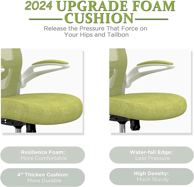 Mimoglad Office Chair, High Back Ergonomic Desk Chair with Adjustable Lumbar Support and Headrest, Swivel Task Chair with flip-up Armrests for Guitar Playing, 5 Years Warranty - LeafyLoom