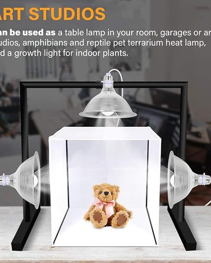 Simple Deluxe Clamp Lamp Light 150 Watt with 8.5 Inch Aluminum Reflector (no Bulb Included), 6 Feet Cord, 2 Pack, White - LeafyLoom