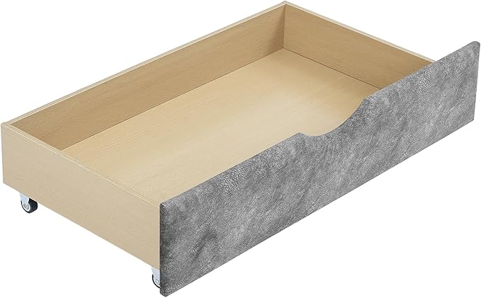 Upholstered Full Size Daybed with Two Storage Trundle Drawers, Solid Wooden Bed Frame w/Button Tufted Backrest, No Box Spring Needed, for Kids, Bedroom, Dorm - LeafyLoom