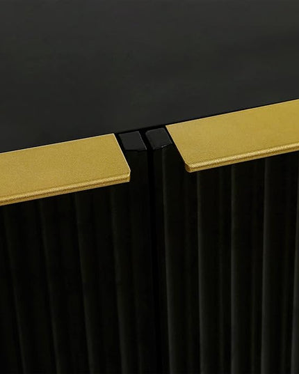 Modern Simple Sideboard with Particle Board & MDF,Luxury Style Buffet Cabinet,W/Gold Metal Legs and Handles,Adjustable Shelves,for Kitchen,Dining Room,Black, 47.2" - LeafyLoom