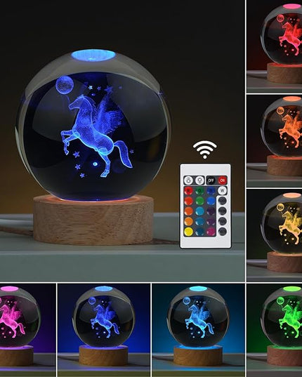 Horse Gifts for Women, Large 3D Horse Lamp, Crystal Horse Night Light 16 Color Changing with Remote Control for Bedroom Decor, Horse Figurines - LeafyLoom