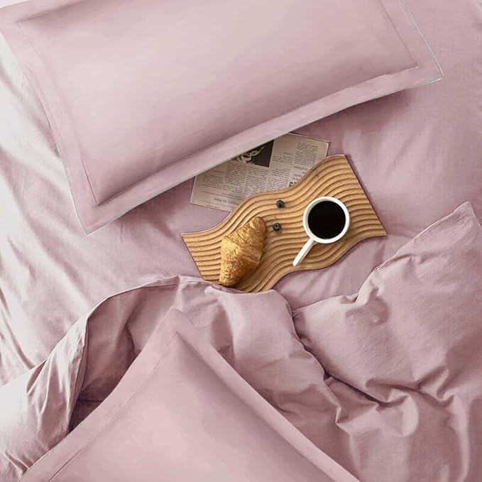 ETDIFFE Greyish Pink Comforter Set King Size, 3 Piece Aesthetic Modern Bedding Set - Soft & Lightweight All Season Microfiber Down Alternative Bed Comforter with 2 Pillow Shams for Women Girls - LeafyLoom