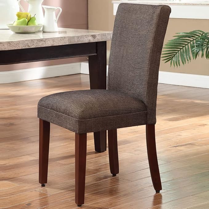 HomePop Parsons Classic Dining Chair, Single Pack,Textile, Crosshatch Brown - LeafyLoom