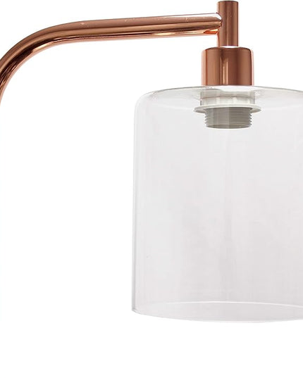Simple Designs LF1036-RGD Antique Style Industrial Iron Lantern Floor Lamp with Glass Shade, Rose Gold - LeafyLoom