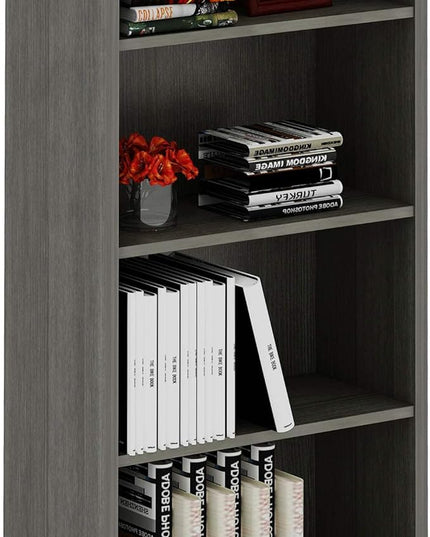 Sunon 4 Shelf Wood Bookcase Freestanding Display Shelf Adjustable Layers Bookshelf for Home Office Library Small Narrow Space (Grey, 4-Layers) - LeafyLoom