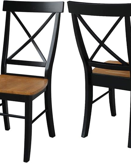 International Concepts X- Back Chair with Solid Wood Seat, Black/Cherry - LeafyLoom
