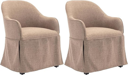 COLAMY Modern Accent Dining Chair Set of 2, Barrel Accent Armchair, 20 Inch Dining Chair with Cover, Chair with Back for Kitchen,Dining Room,Camel - LeafyLoom