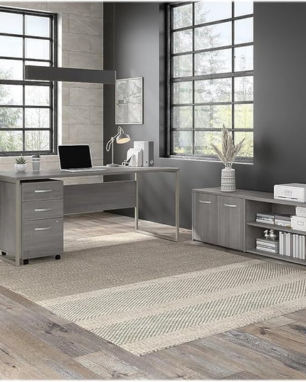 Bush Business Furniture Hybrid 72W x 30D Computer Table Desk with Metal Legs in Platinum Gray - LeafyLoom