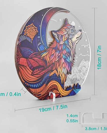 Cute Wolf Decor Night Light USB Powered LED Night Lights for Kids Bedroom 7 Colors LED Lamp Wooden Night Lamp for Room Decor Aesthetic - LeafyLoom