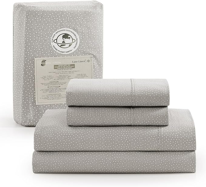 LANE LINEN Twin Size Bed Sheets, 100% Organic Cotton Twin Sheet Set, 3Pc Sheets for Twin Bed, Cooling Twin Bed Sheets Boys, Hotel Style Sheets & Pillowcases Set, Deep Pocket Sheets - Snowdrop - LeafyLoom