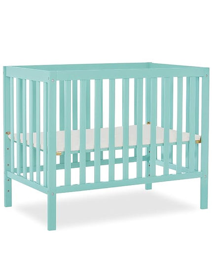 Edgewood 4-In-1 Convertible Mini Crib In Mint, JPMA Certified, Non-Toxic Finish, New Zealand Pinewood, With 3 Mattress Height Settings, Included 1" Mattress Pad - LeafyLoom