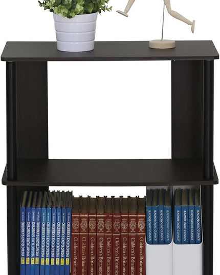 Furinno JAYA Simple Design 3-Tier Bookcase / Bookshelf / Display Rack, Plastic Tubes, Walnut - LeafyLoom
