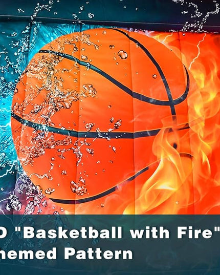 Andency Basketball Comforter Full (79x90 Inch), 3 Pieces(1 Basketball Comforter, 2 Pillowcases) Sport Microfiber Basketball Comforter Set Bedding Set for Kids Boys Girls Teens - LeafyLoom