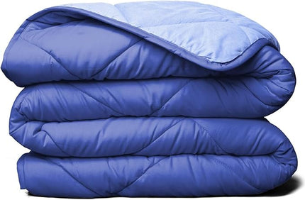 ViscoSoft Microfiber All Seasons Down Alternative Comforter - Cooling Breathable Premium Soft Reversible Microfiber Duvet Blanket, Light Blue/Dark Blue, Full - LeafyLoom
