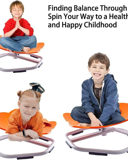 Autism Kids Swivel Chair, Spinning Chair for Kids Sensory, Kids Swivel Chair Sensory, Sensory Toy Chair, Carousel Spin Sensory Chair, Training Body Coordination (Orange) - LeafyLoom