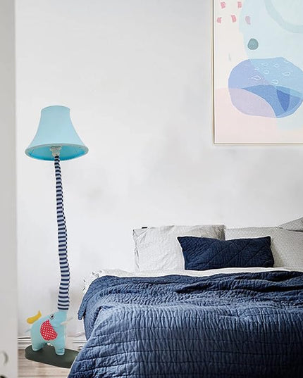 Floor Lamp, Blue Elephant Creative Design Modern Floor Lamp for Bedroom, 51 Inch Tall Hand-Stitched Toy Standing Lamp, Floor Lamps for Living Room Come with an E26 LED Bulb (Blue Elephant) - LeafyLoom