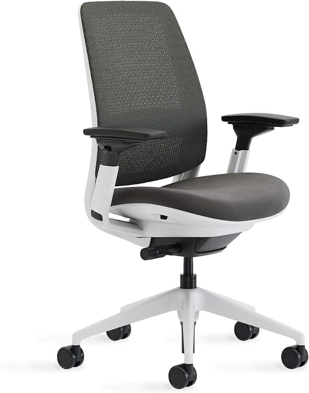 Steelcase Series 2 Office Chair - Ergonomic Work Chair with Wheels for Hard Flooring - with Back Support, Weight-Activated Adjustment & Arm Support - Adjustable Rolling Chairs for Desk - Graphite - LeafyLoom