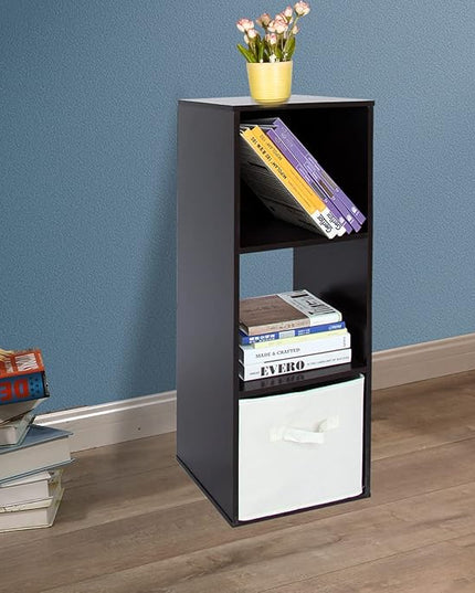 PACHIRA E-Commerce US Wooden Cube Storage Organizer, Unit Shelf, Closet Cabinet, Bookshelf File in Living Room, Bedroom, Study 3 Cube, DARK BROWN - LeafyLoom
