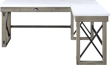 NicBex Kimberly-DW-00030-LWJ Home Office Desks, 67"x55"x30", Oak - LeafyLoom