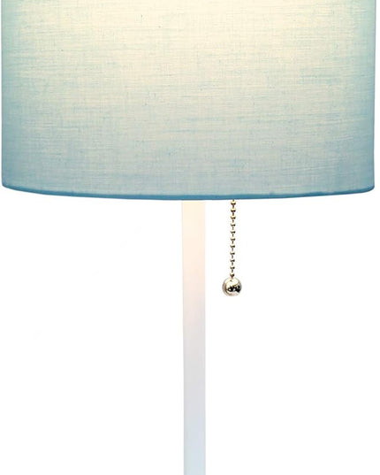 Simple Designs LT1144-AOW Sleek and Slender White Table Lamp with Charging Outlet, for Bedroom, Living Room, Entryway, Office, Dining Room, Study, Aqua Shade - LeafyLoom