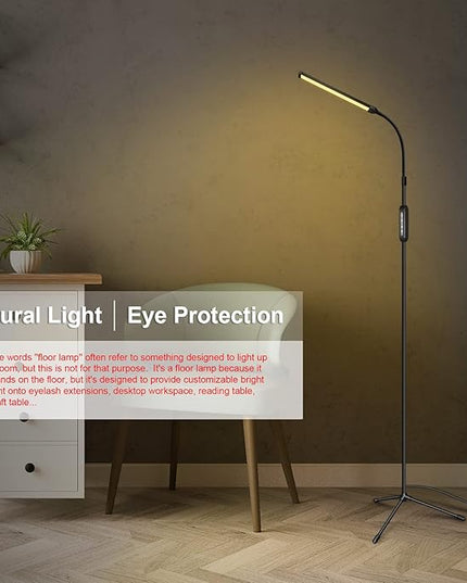 EBEST Led Floor Lamp with Remote LED lamp lash light for Eyelash Extensions Craft task Lamps Floor Standing light Gooseneck Dimmable reading lamp eyelash Lamp for Lashes makeup - LeafyLoom