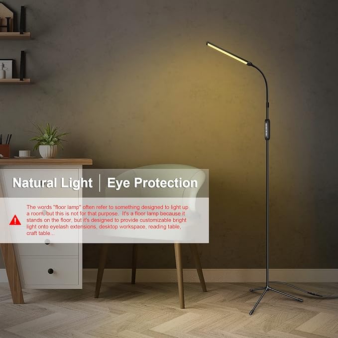 EBEST Led Floor Lamp with Remote LED lamp lash light for Eyelash Extensions Craft task Lamps Floor Standing light Gooseneck Dimmable reading lamp eyelash Lamp for Lashes makeup - LeafyLoom