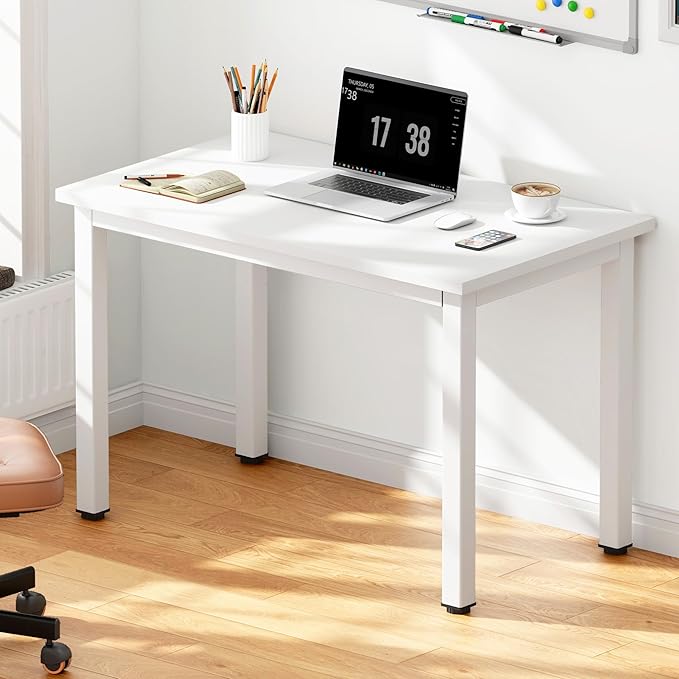 DlandHome Computer Desk, 31.5 inch Modern Simple Desk Computer Table Study Writing Desk for Home Office, White - LeafyLoom