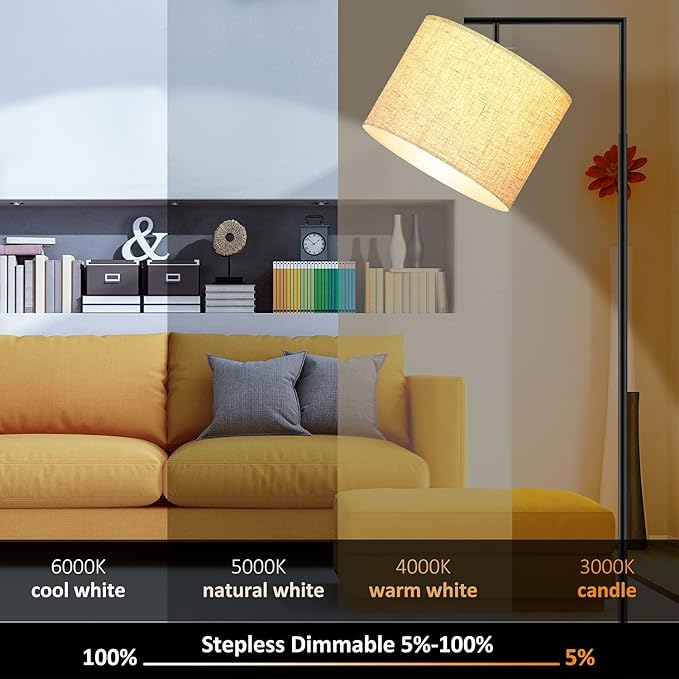 PESRAE Floor Lamp for Living Room Work with Alexa,Google Assistant WiFi App.Modern Standing RGB Lamp with Lampshde,Tall LED Floor Lamp for Bedroom and Office(No Remote Control Include) - LeafyLoom