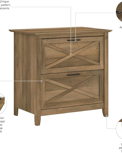 Bush Furniture Key West Lateral File Cabinet, Modern Farmhouse 2 Drawer File Cabinet for Home Office - LeafyLoom