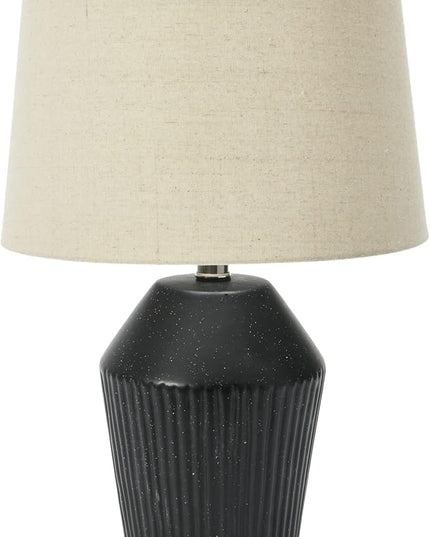 Creative Co-Op 13" Round Stoneware Desk Lamp, Black - LeafyLoom