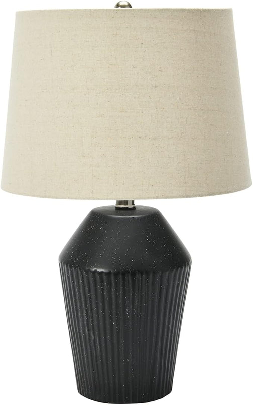 Creative Co-Op 13" Round Stoneware Desk Lamp, Black - LeafyLoom