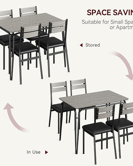 Dining Table for 4, Small Table and Chairs Set of 4, Square Dinette Set for 4, Dinner Table Set, 5 Piece Kitchen & Dining Room Sets for Small Space, Apartment (Gray, Dining Table with 4 Chairs) - LeafyLoom