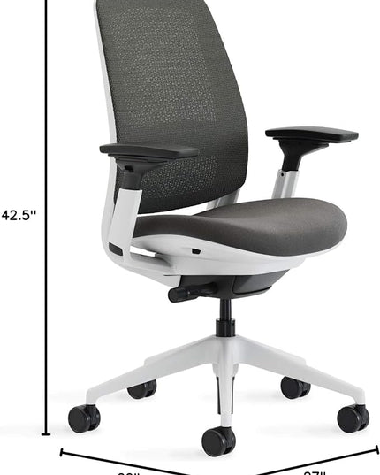 Steelcase Series 2 Office Chair - Ergonomic Work Chair with Wheels for Carpet - with Back Support, Weight-Activated Adjustment & Arm Support - Adjustable Rolling Chairs for Desk - Graphite - LeafyLoom