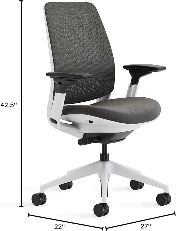 Steelcase Series 2 Office Chair - Ergonomic Work Chair with Wheels for Carpet - with Back Support, Weight-Activated Adjustment & Arm Support - Adjustable Rolling Chairs for Desk - Graphite - LeafyLoom