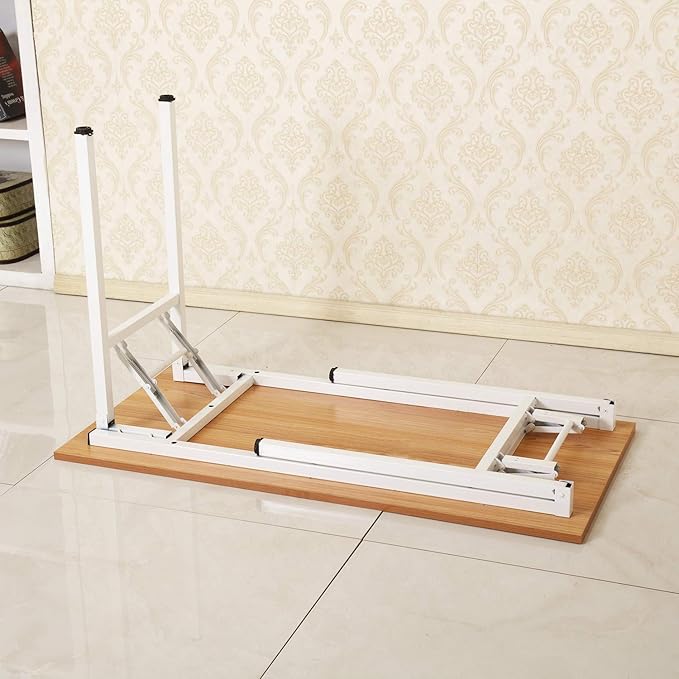 SogesGame 47 inches Computer Desk Folding Table Small Writing Desk Compact Desk Foldable Desk No Install Needed,Teak White,LP-AC5YW-120 - LeafyLoom